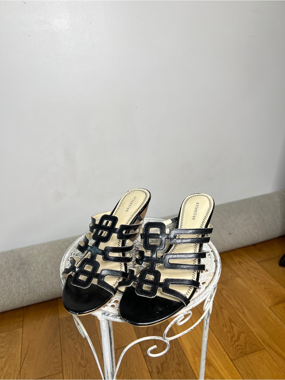 Attention Black Strappy Mule Sandals